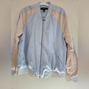 Light Blue and Cream Bomber Jacket